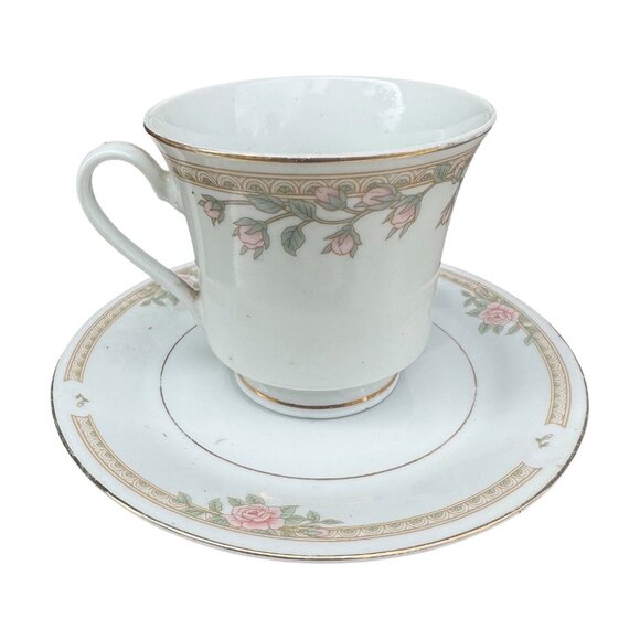 Lynns Fine China Pink Rose Teacup & Saucer Set Vintage Floral Design Porcelain - Picture 3 of 5